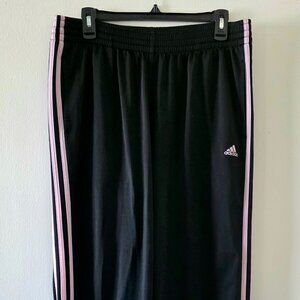 Adidas Women's Tricot 3-Stripes track pants, black/pink, size L